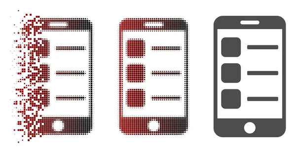 Εικονίδιο λίστας Smartphone ράστερ κάταγμα Pixel — Διανυσματικό Αρχείο
