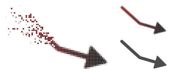 Dissolving Pixel Halftone Negative Trend Arrow Icon