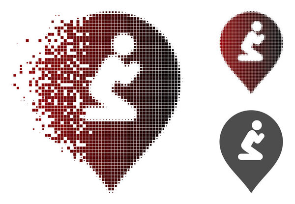 Разрушение Пикселированной полутоновой молитвенной карты
