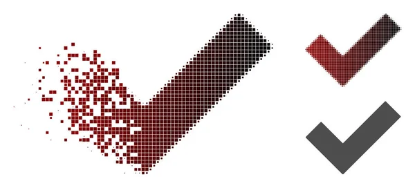 Fracturado Pixel Halftone Sí Tick Icon — Vector de stock