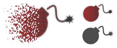 Hasarlı piksel yarı ton bomba simgesi