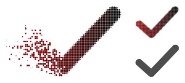 Dağılmakta pixelated noktalı Ok onay simgesi