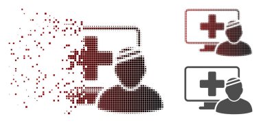 Kırık Pixelated yarı ton bilgisayar hasta kutsal kişilerin resmi