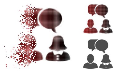 Kaybolan noktalı yarım ton insanlar sohbet simgesi