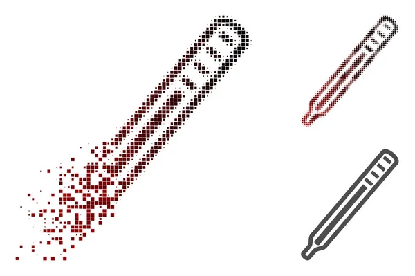 Ícone disperso do termômetro do mercúrio do meio-tom do pixel —  Vetores de Stock