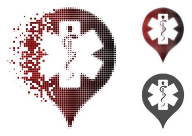 Rendelenmiş Pixelated yarı ton Hastanesi harita işareti simgesi