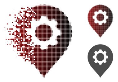 Tahribe nokta yarı ton dişli fabrikası işareti simgesi