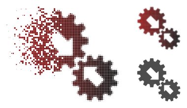 Harcanmış nokta yarı ton tümleştirme Gears simgesi