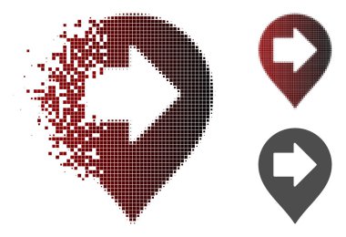 Hasarlı Pixelated noktalı resim sağ ok işareti simgesi