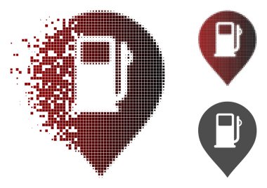 Yarı ton yakıt istasyonu işareti simgesi noktalı ışıltı