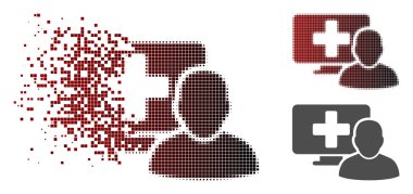 Kırık piksel yarı ton bilgisayar Doktor simgesi