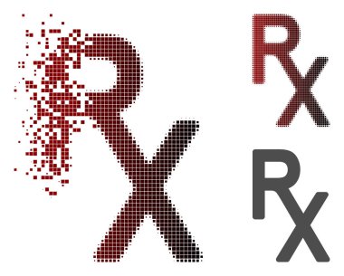 Hasarlı piksel yarı ton Rx sağlık sembol simge