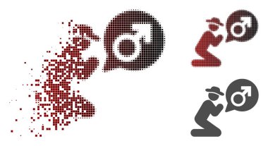 Piksel yarı ton beyefendi Potence simgesi için dua ışıltı