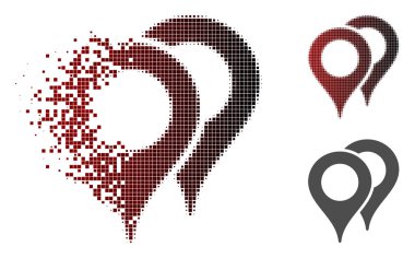 Kırık noktalı yarım ton harita işaretçiler simgesi