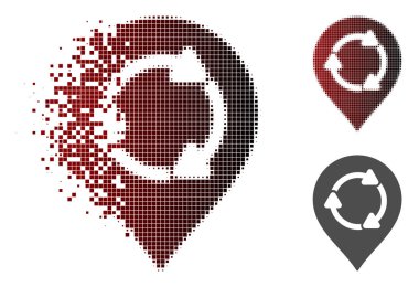 Piksel noktalı resim döndürme harita işareti simgesi dağılmakta