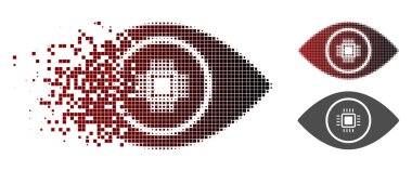 Piksel yarı ton elektronik vizyon simgesi çözünmüş