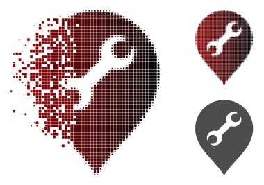 Parçalanmış noktalı yarım ton onarım İngiliz anahtarı işareti simgesi