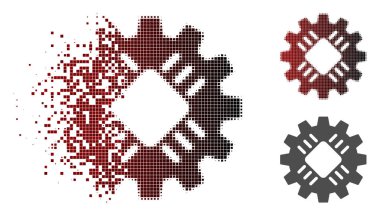 Hasarlı noktalı yarım ton donanım dişli simgesini