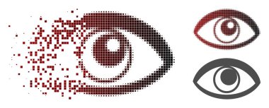 Disintegrating Pixel Halftone Eye Icon clipart