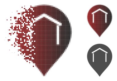 Kaybolan Pixelated yarı ton Hangar harita işareti simgesi