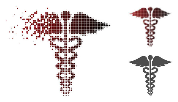 Передвижная икона-эмблема полутонального медицинского кадуция
