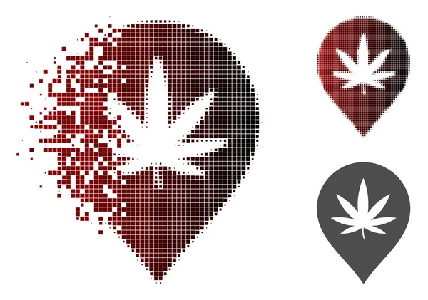 Punto triturado Halftone Cannabis Marker Icono — Vector de stock