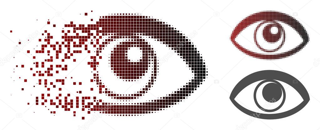 Disintegrating Pixel Halftone Eye Icon
