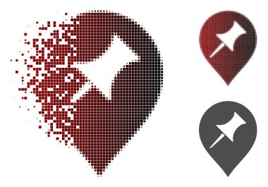 Harcanmış Pixelated yarı ton faiz PIN işareti simgesi