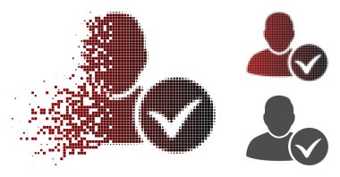 Parçalanmış nokta yarı ton sağlam temele oturtulmuş kullanıcı simgesi