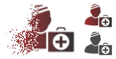 Parçalanmış Pixelated yarı ton hasta ilk yardım durum simgesi