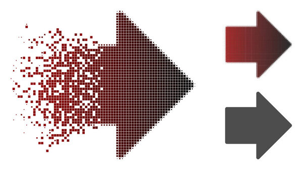 Разложившаяся икона со стрелкой справа от пикселей
