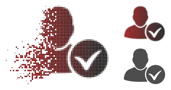 Punto fragmentado Halftone Icono de usuario válido — Vector de stock