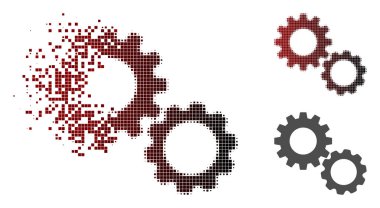 Dağılmakta noktalı yarım ton Gears simgesi
