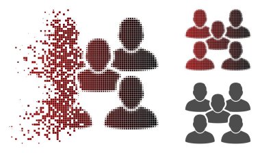 Hareketli piksel yarı ton arkadaş simge kalabalık