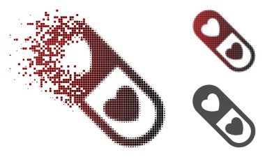 Piksel yarı ton sevgi hap simgesi zarar