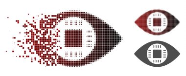 Broken Dot Halftone Chip Eye Lens Icon clipart