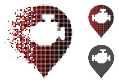 Kırık Pixelated yarı ton motor işareti simgesi