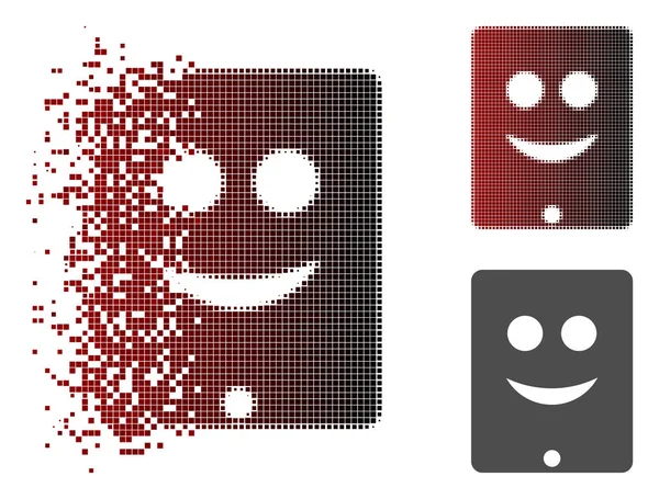Fragmentierte pixelige Halfone Communicator Smiley-Ikone — Stockvektor
