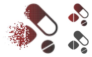 Kırık Pixelated yarı ton ilaç simgesi hap