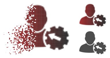 Işıltı piksel yarı ton Kullanıcı entegrasyonu dişli simgesini