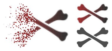 Hasarlı Pixelated yarı ton kemikleri simgesi