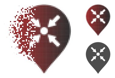 Hasarlı nokta yarı ton toplantı noktası işareti simgesi