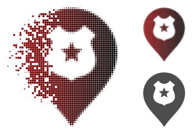 Hareketli piksel yarı ton polis işareti simgesi kalkan