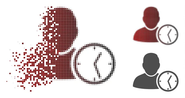 Fragmentado punteado usuario medio tono reloj temporal icono — Vector de stock