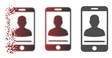 Hareketli pixelated yarı ton mobil kişi kişi simgesi