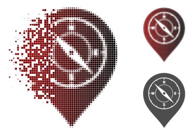 Tahribe Pixelated yarı ton pusula harita işareti simgesi