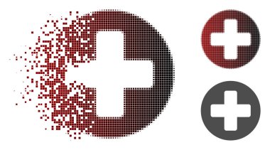 Piksel yarı ton tıbbi simgesi yuvarlak dağınık