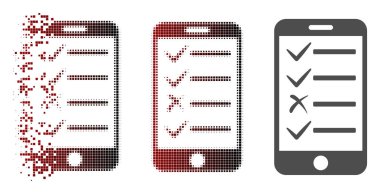 Hareketli piksel yarı ton cep Todo liste simgesi