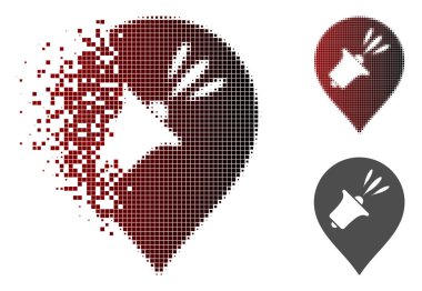 Noktalı yarım ton megafon harita işareti simgesi kırık