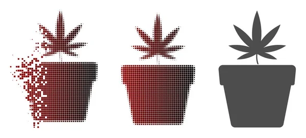 Icono fragmentado Pixelated Halftone Cannabis Pot — Vector de stock